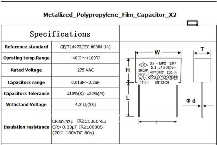 X2 Capacitors 0.47uf 275v