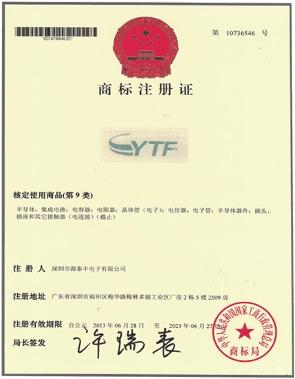 Chinese trademark registration certificate