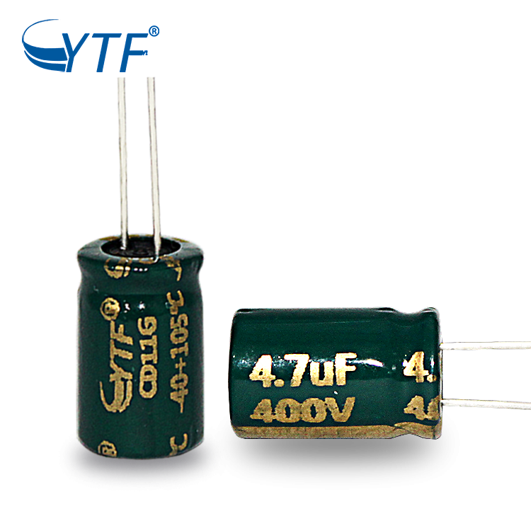 China Long Life 8*12mm Huge Stock New Standard Adial Aluminum Electrolytic Capacitor 4.7uf 400v YTF